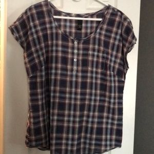 Lucky Brand Summer Plaid Lightweight Top - Large